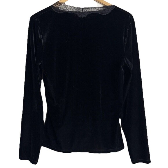 Lauren Ralph Lauren Velvet Lace Faux Wrap Top Womens Large Black Whimsygoth - Picture 4 of 8